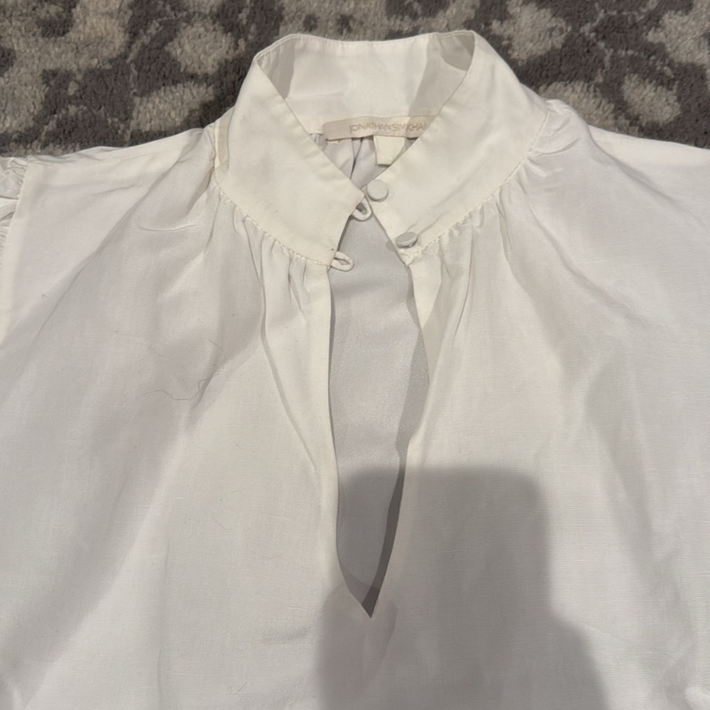 Jonathan Simkhai White Ruffle Blouse - Picture 3 of 4